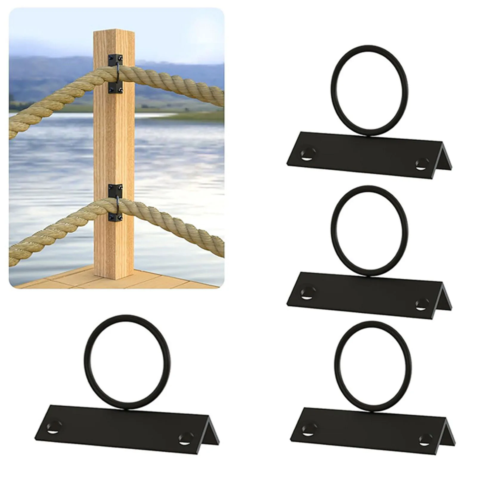 

Stainless Steel Lifting Ring Bracket - 90-Degree Corner Column Rope Support Frame, Heavy-Duty Rope Drop Ring Bracket