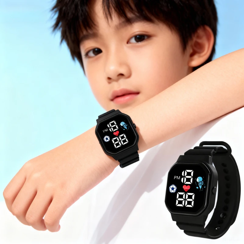 Relógios Digitais Esportivos para Crianças Meninos Meninas Moda à Prova d'Água Relógios LED Casuais de Silicone para Crianças Presente