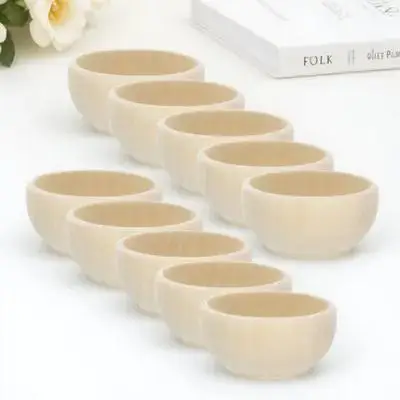 

10Pcs Unfinished Wooden DIY Bowls Small Wood Bowls for Crafts Painting Drawing Creative Decoration Festival Use