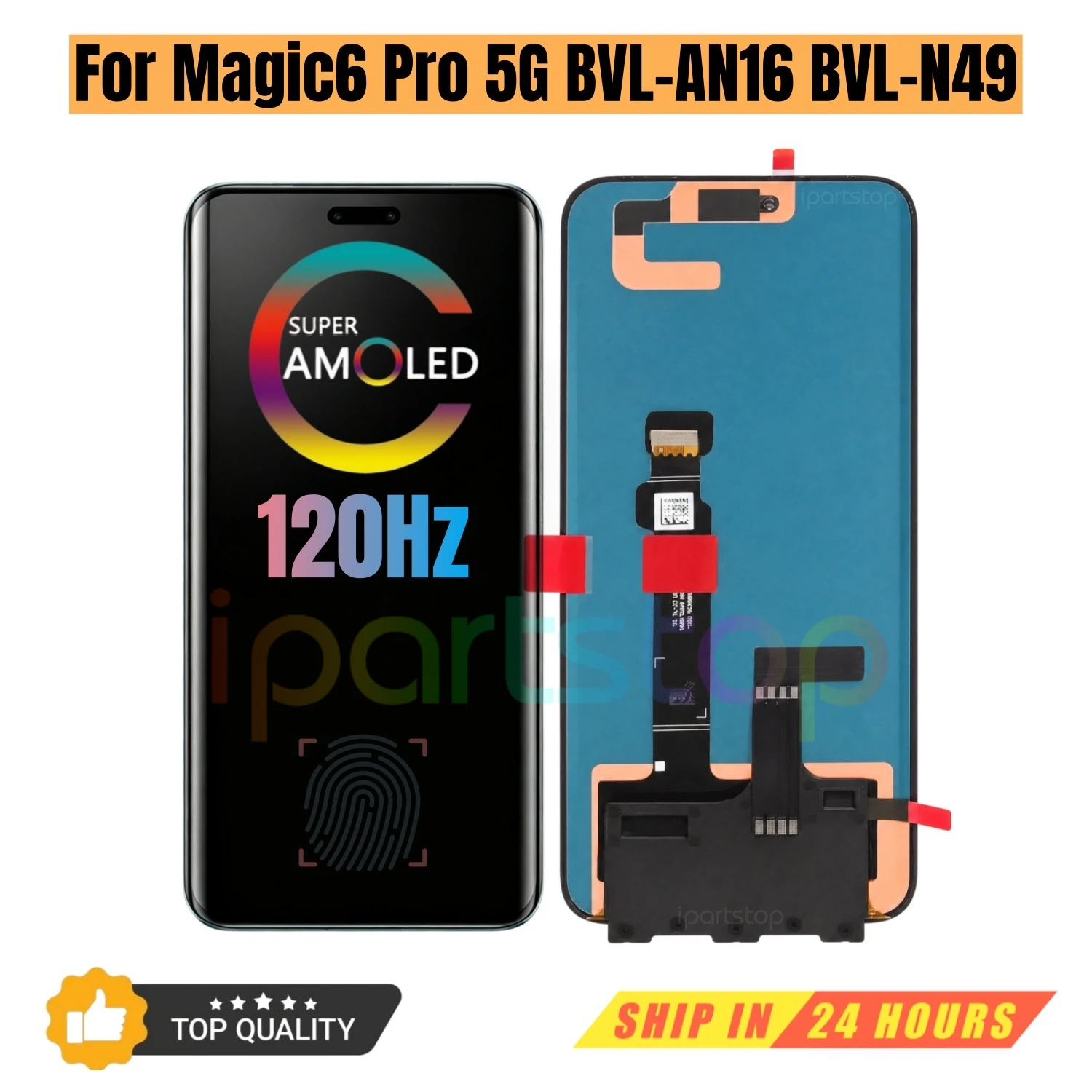 Image of iParts Ersatz neues Display für Honor Magic6 Magic 6 Pro 5G BVL-AN16 BVL-N49 120 Hz OLED-Touchscreen-Baugruppe OEM-Teile