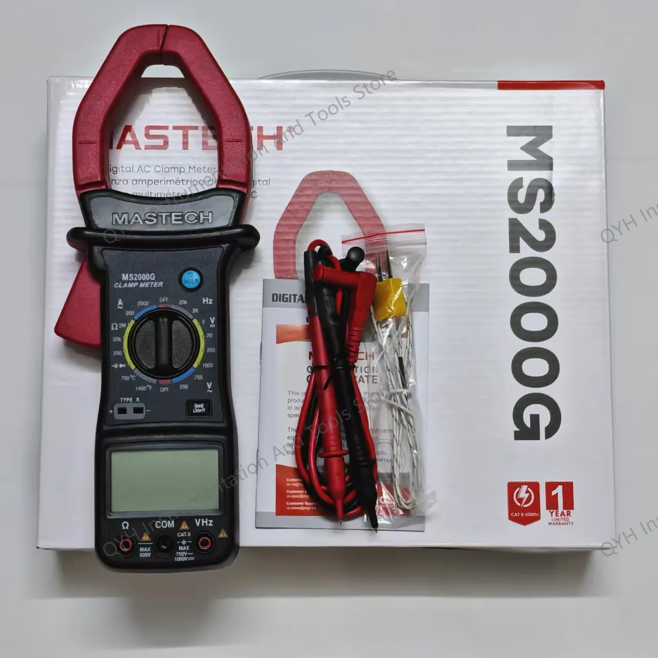 

MASTECH MS2000G Digital Clamp Meter Display 2000 counts Data hold Versatile Voltage Resistance Frequency AC current measurement