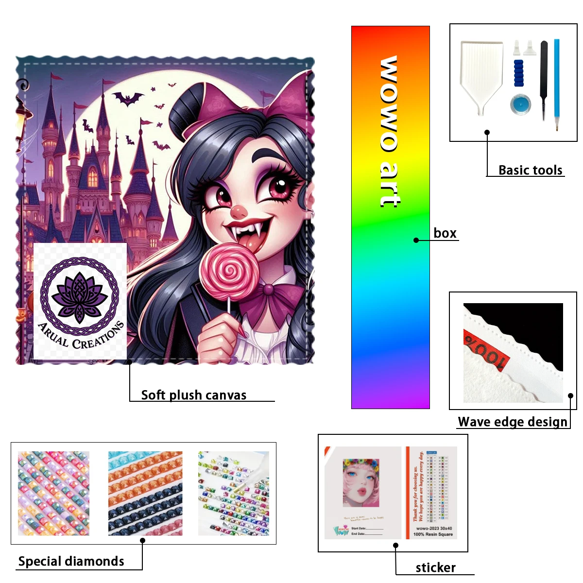 

【ARUAL Diamond Art】Vampires eating lollipops 100% resin FD+ab+xc Diamond Stamping Kit Perfect Masterpiece worth Buying