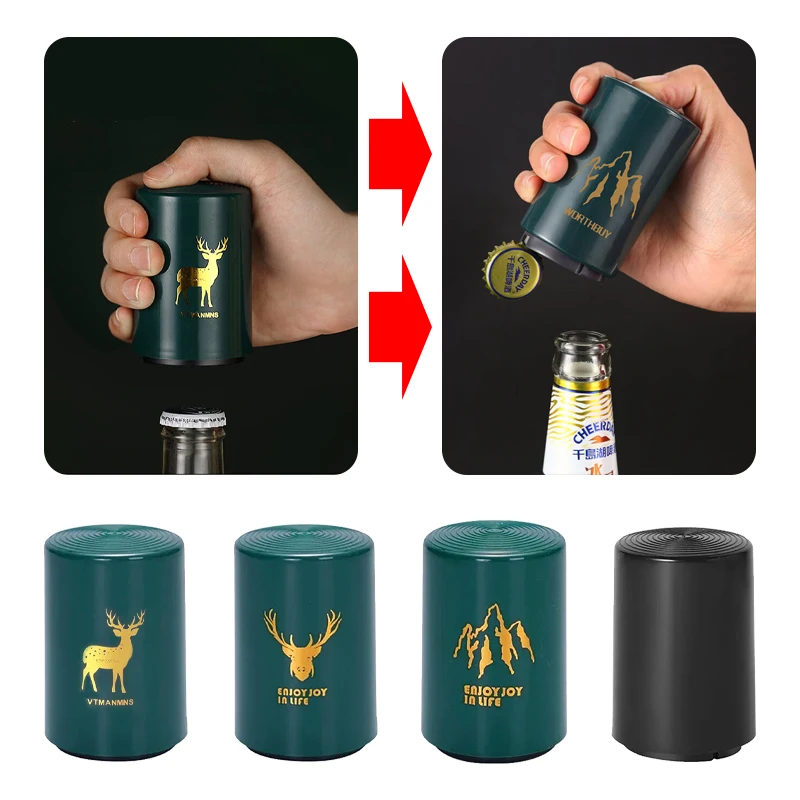 

Stainless Steel Beer Bottle Opener Kitchen Creative Magnetic Automatic Press Lid Opener Tool Portable Bar Gadget Accessories