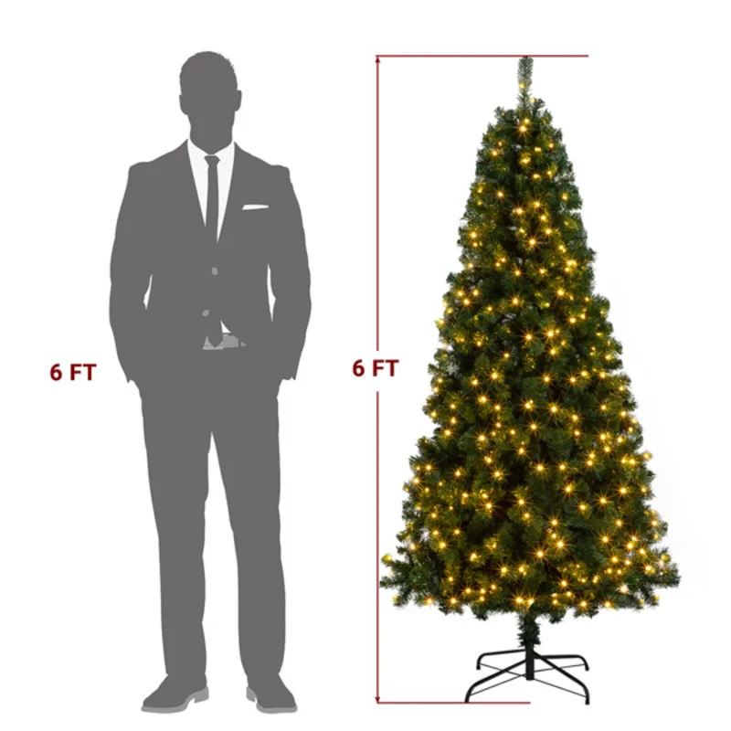 6FT PVC Material DIY 150 Lights Warm Color 8 Modes 1050 Branches Christmas Tree Green Christmas Decoration
