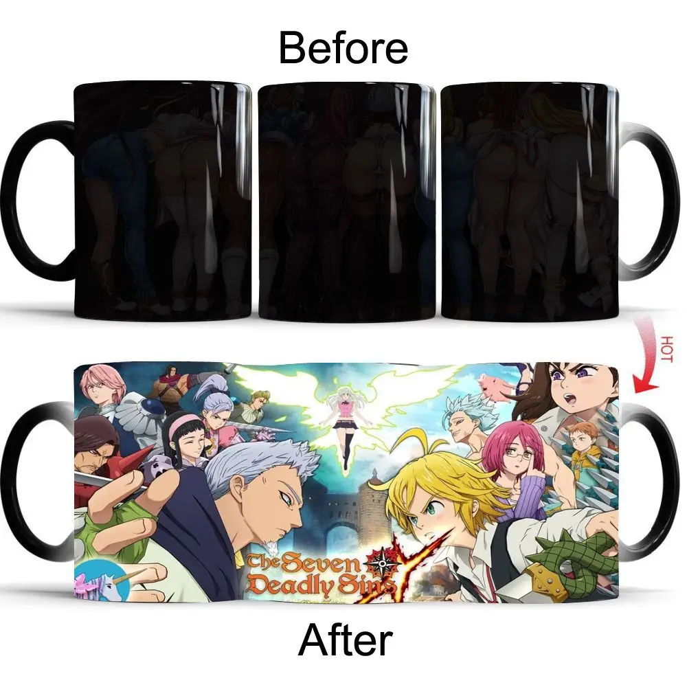 The Seven Deadly Sins Discoloration Mug Anime Color Changing Cup Manga Ceramic Coffee Cups Heat Sensitive Milk Tea Mugs Novelty