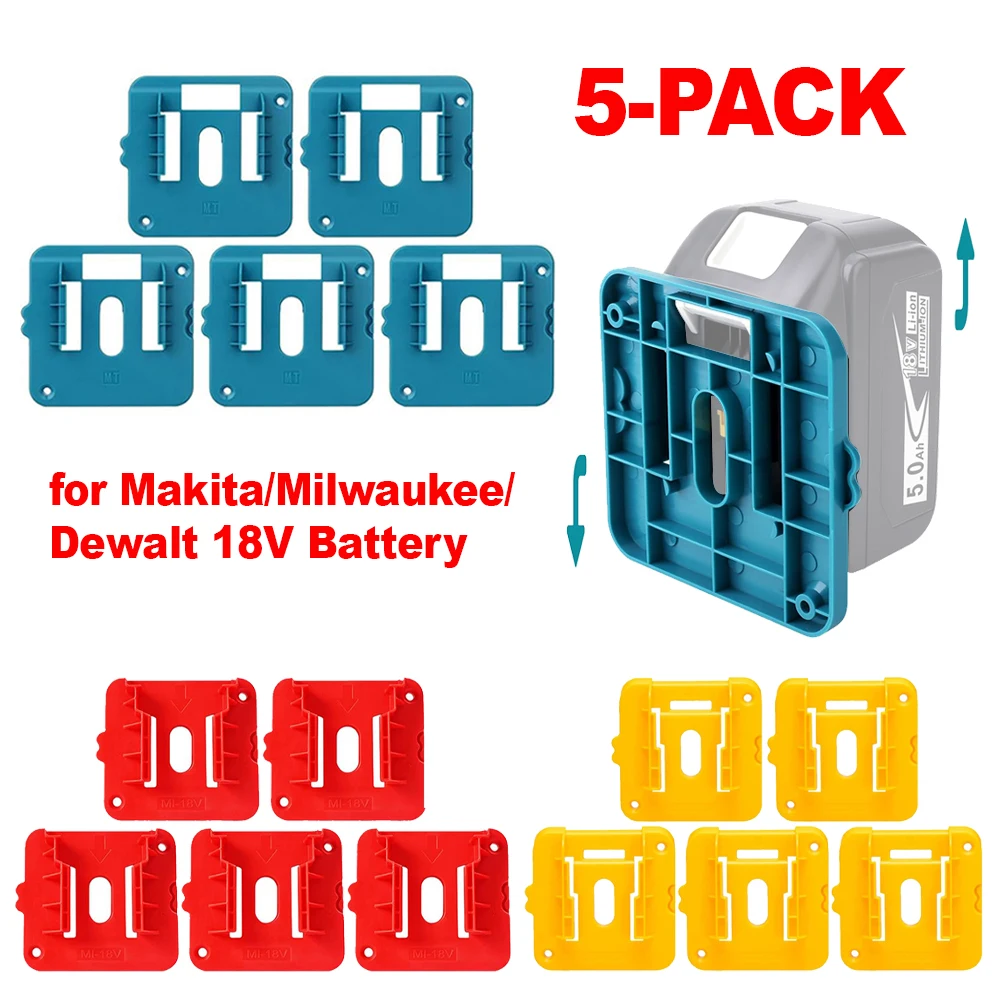 

5 шт. держатель батареи для Makita/Dewalt/Milwaukee 18 В литий-ионный держатель для батареи стеллаж для хранения настенное крепление для BL1860 BL1850 (без батареи)