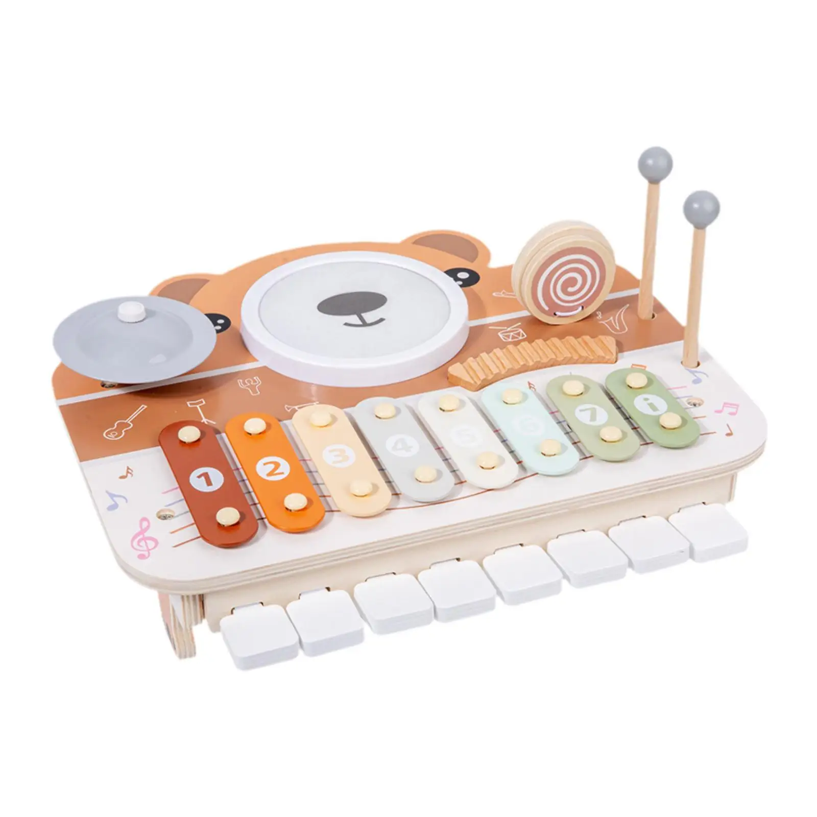 Xylophone Drum Set Instrument Toy Motor Skill Music Sensory Toy Educational Tool for Kindergarten Toddlers Kids Party Favors