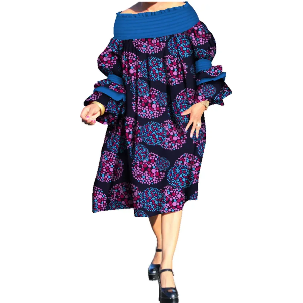 Robe africaine grande taille pour femmes, mode africaine, avertir, imprimé, Slash, cou, Ankara, Bazin, Riche, adt, WY3661