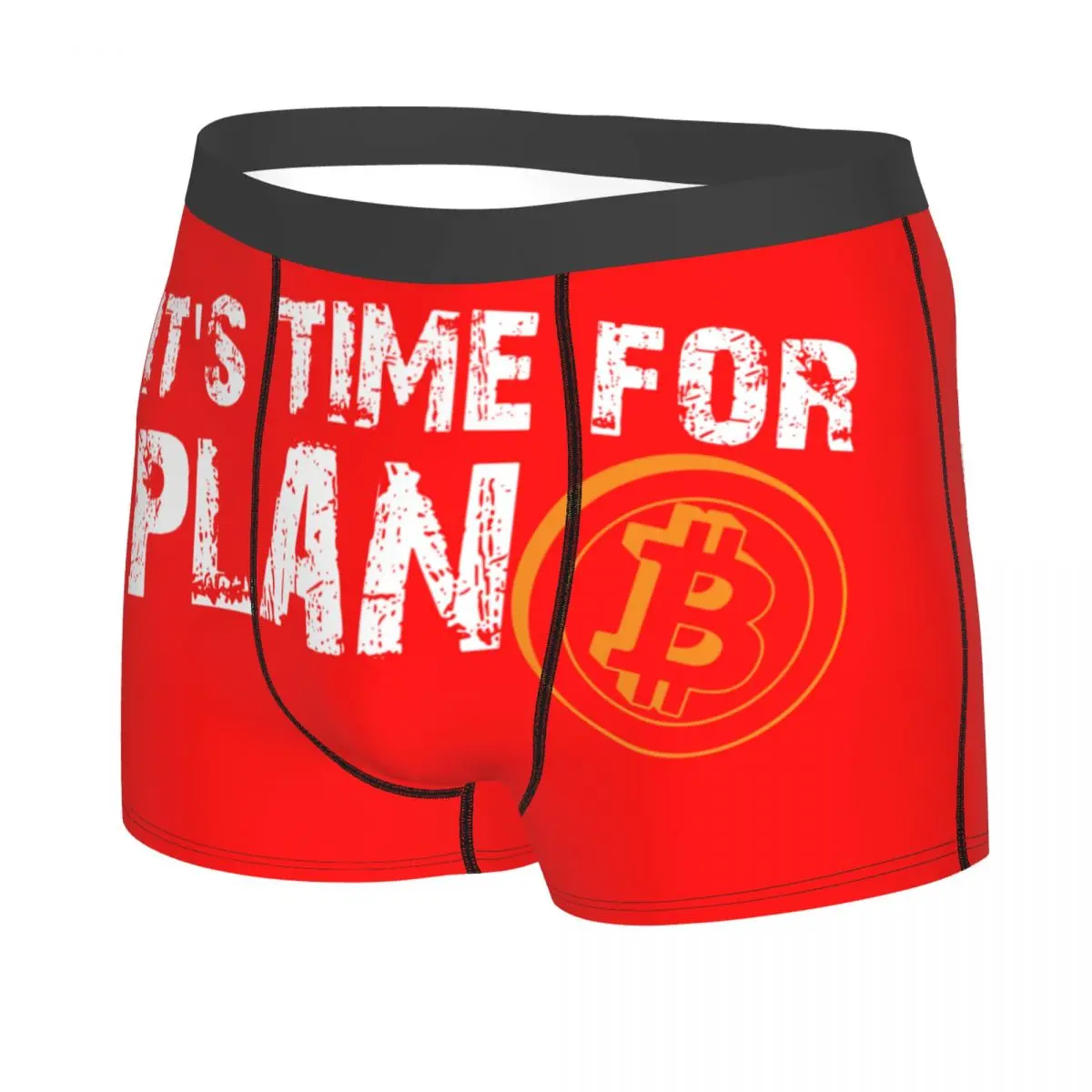 Custom It's Time For Plan B Bitcoin BTC Crypto Currency Boxers Shorts Mens Cryptocurrency Blockchain Geek Briefs Underpants