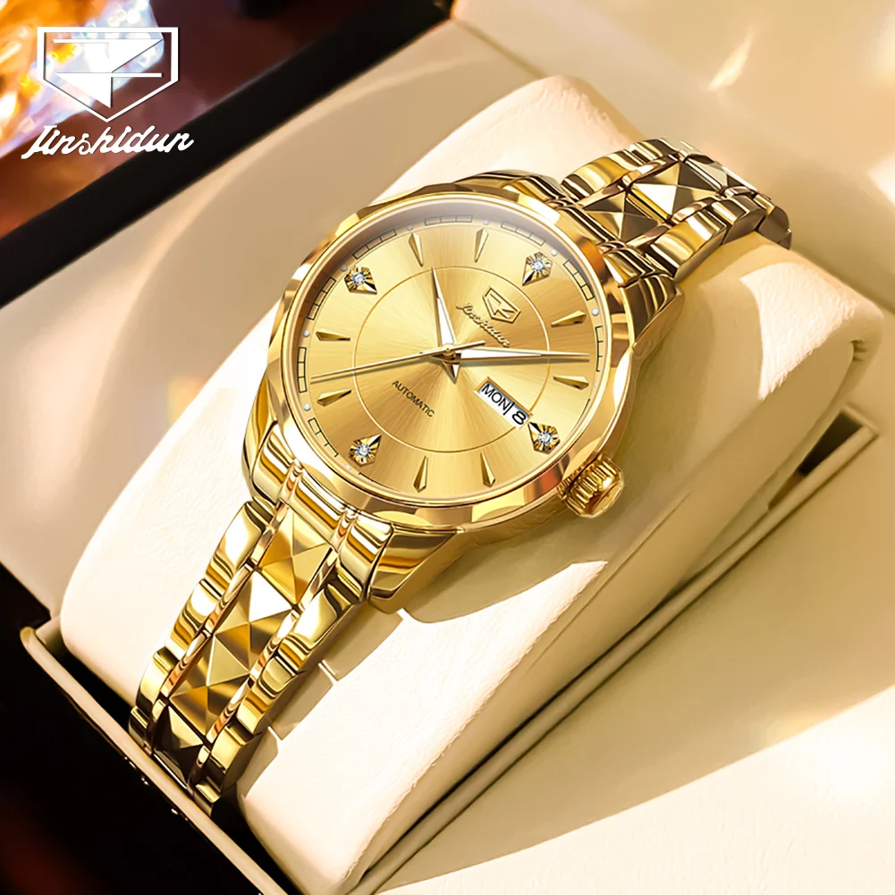 JSDUN 8975 Woman Watch Import Mechanical Movement Watch For Women Tungsten Steel Strap Waterproof Calendar Automatic Watches