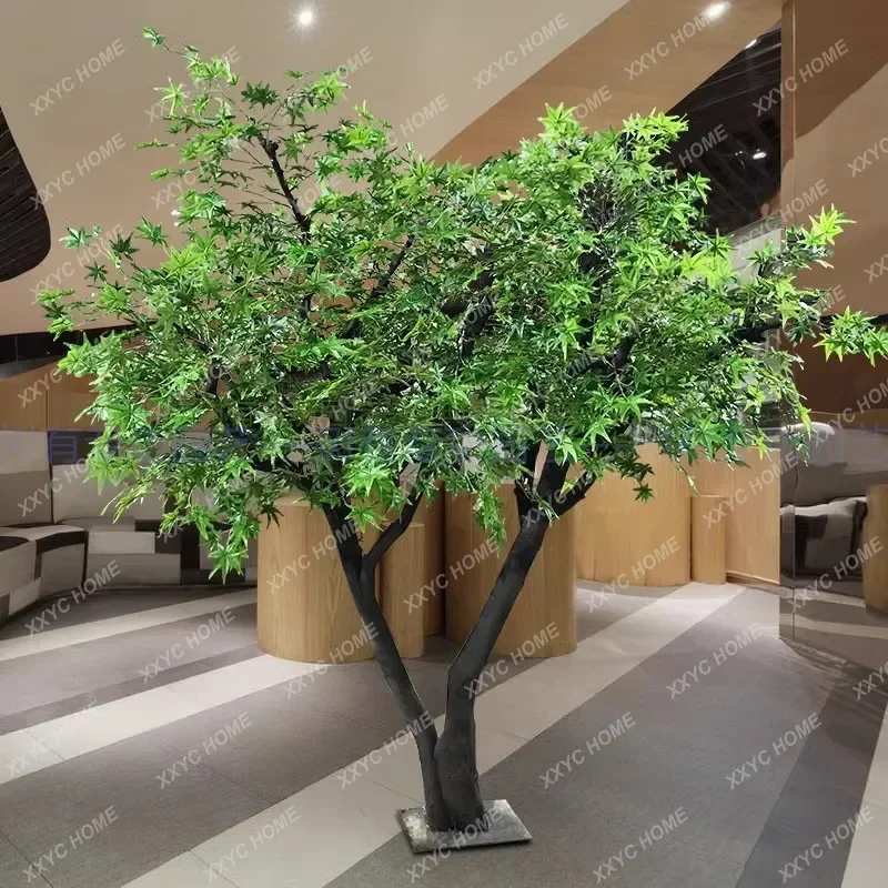 Simulation Red Maple Tree Sycamore Fake Ginkgo Large Plant Indoor Living Room Store Bonsai Decoration