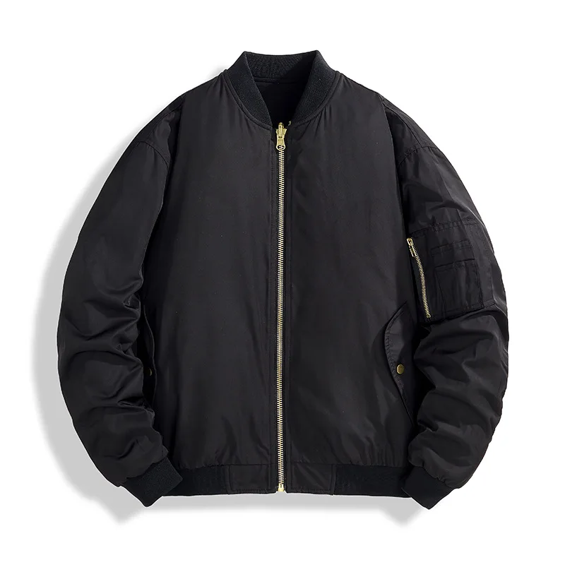 Men's Fashion Flight Bomber Jacket Cotton Padded Reversible Pilot Coat Casual Varsity Baseball Outerwear For Male