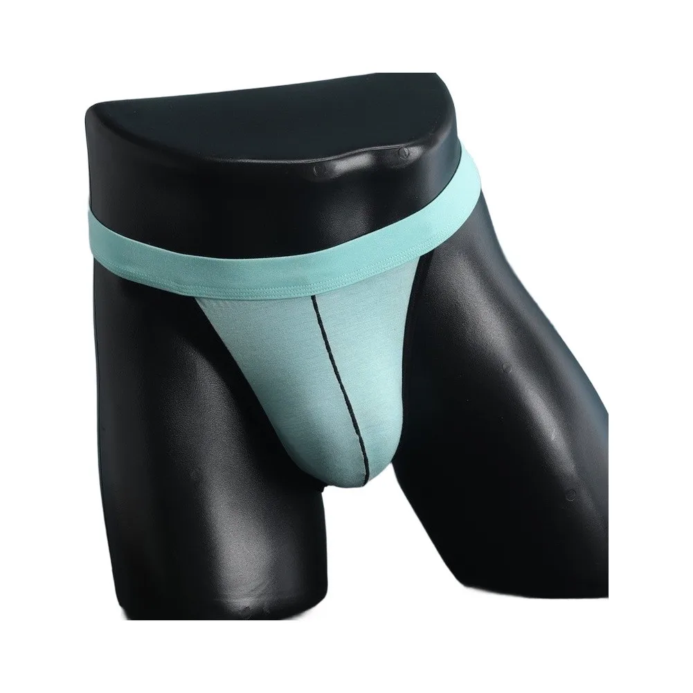 Simple Contrast Color Briefs Men's Underwear Bulge Pouch High Fork Underpants Elastic Breathable Bikini Panties