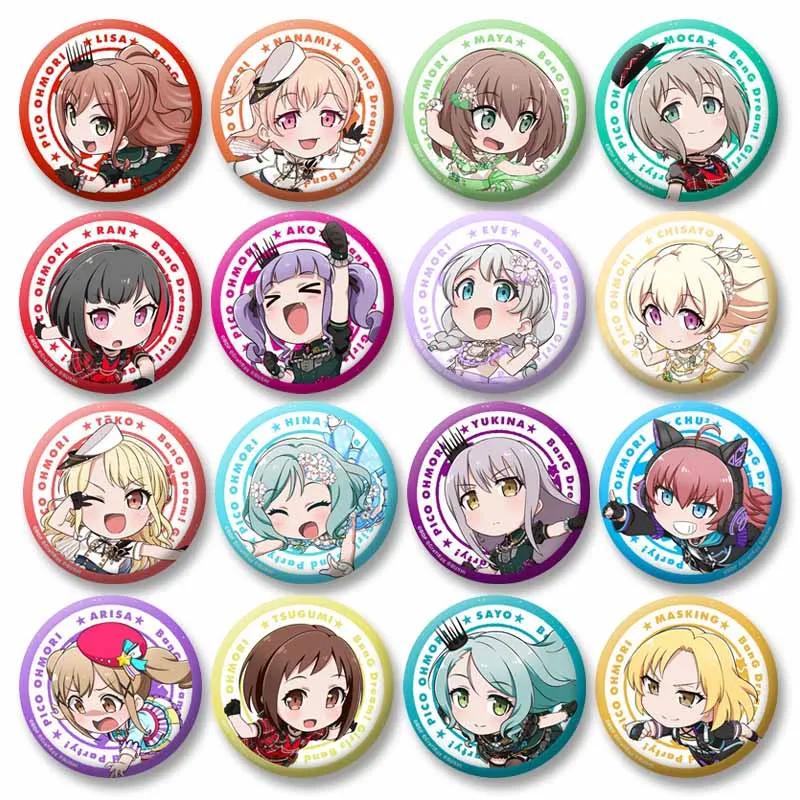 Cute Game Bang Dream Button Pins Custom Cartoon Girls Icons Brooch on Backpack Clothes Accessories Jewelry Badge Gift for Friend