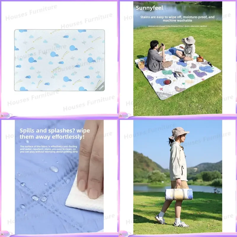 SunnyFeel Thickened Ultrasonic Moisture Proof Mat Portable Outdoor Camping Mat Waterproof Picnic Blanket Ground Sheet Hiking