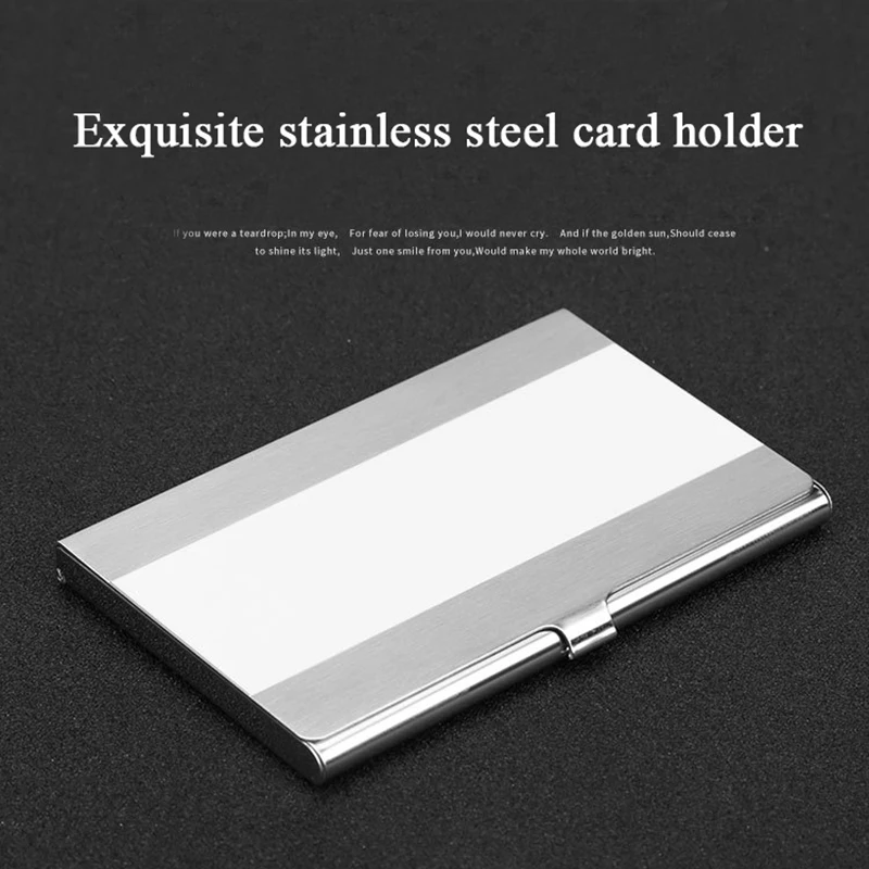 

Fashion Business Card Holder Stainless Steel Silver Aluminium Credit Card Case Women Wallets Men ID Card Box Card Organizer