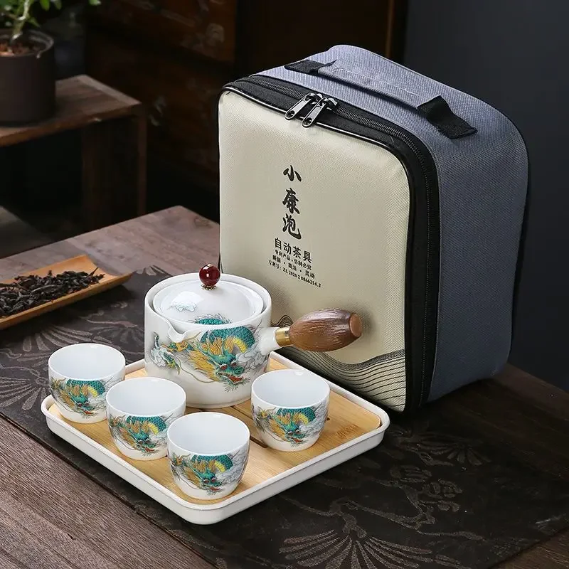 Leisure Travel Tea Set Outdoor Portable Pot Four Cups Storage Bag Anti-ironing Lazy Simple Side Pot