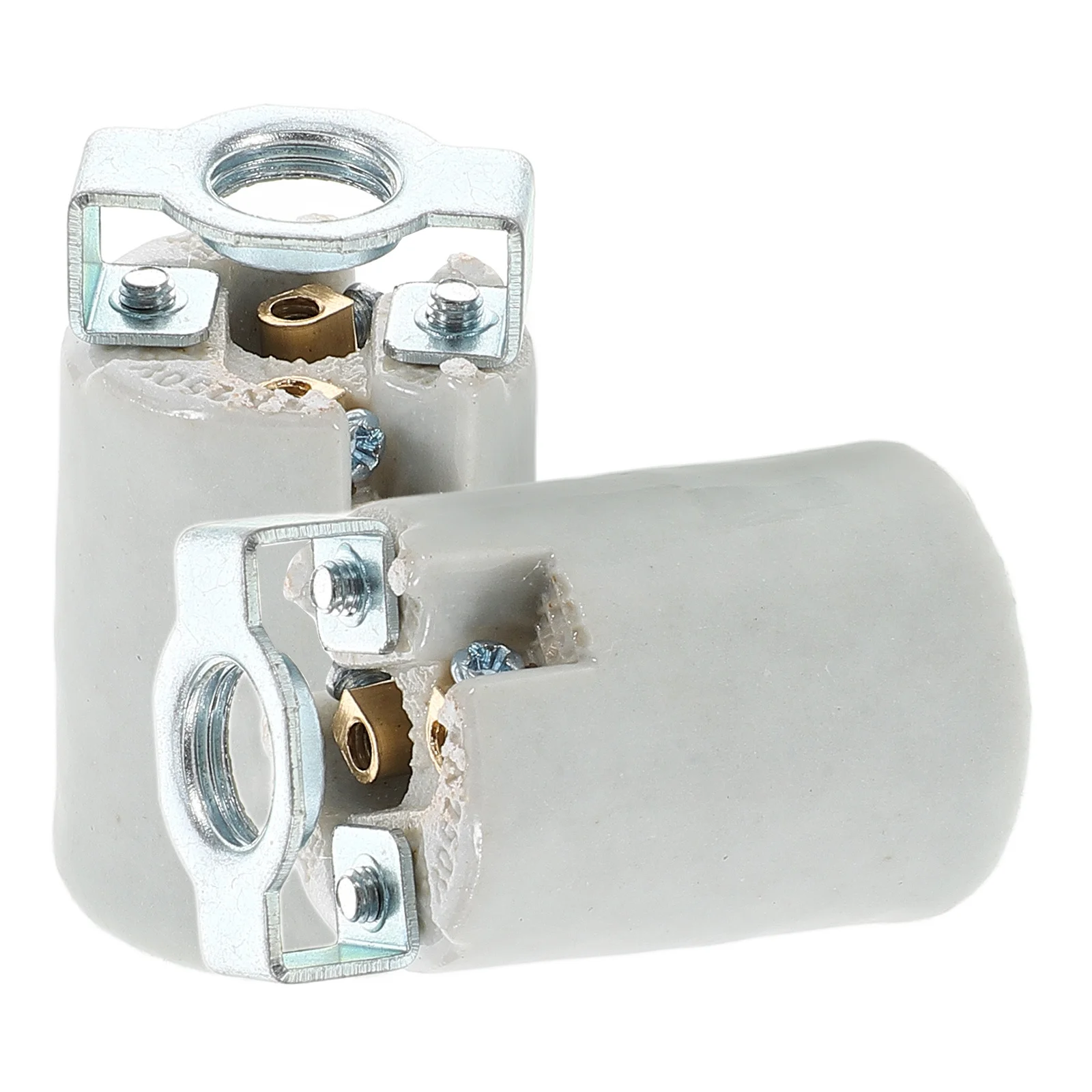 

2Pcs Ceramic Lamp Holder Socket E14 Screw-in Light Bulb Base High Temperature Resistant for Ceiling Fixture LED Halogen Lamps