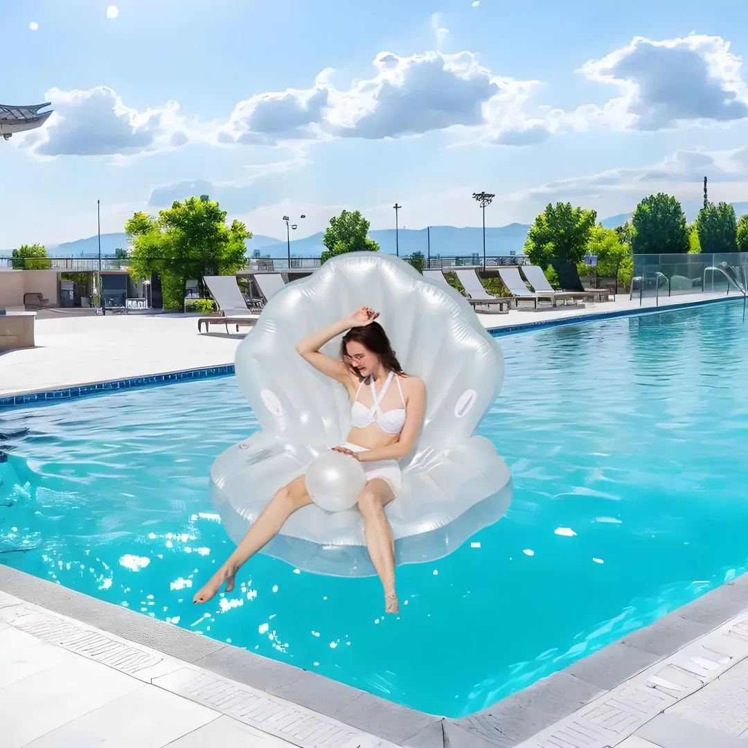 Giochi divertenti in acqua estiva Nuoto in piscina Festa Letto galleggiante Materasso galleggiante gonfiabile in PVC Nuovo stile Tappetino gonfiabile reclinabile a conchiglia