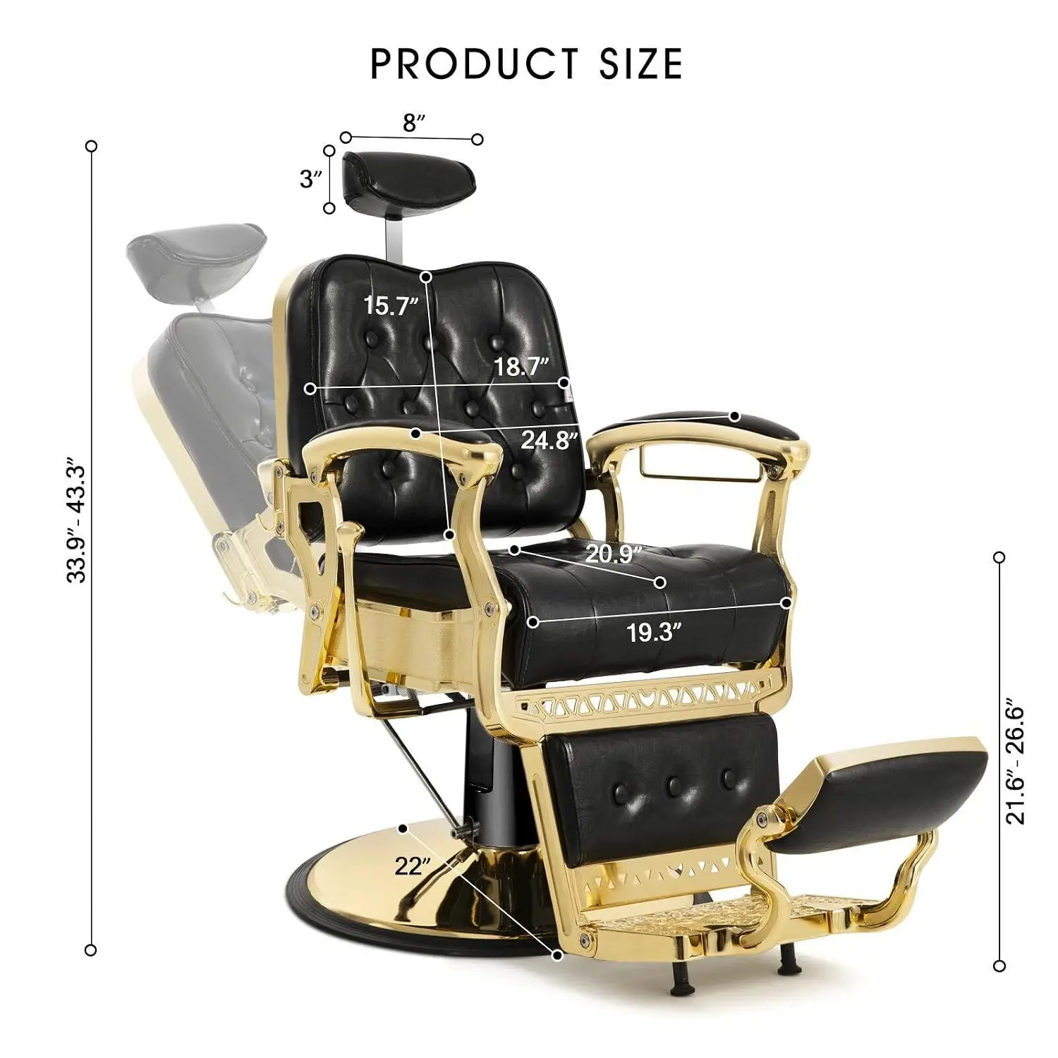 Heavy Duty Hydraulic Barber Chair Reclining Salon Styling Chair for Barbershop, Customized