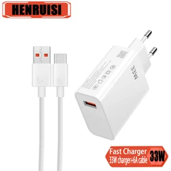 33W USB Charger Fast Charging 6A USB Type C Cable Mobile Phone Adapter For iPhone Xiaomi 14 Redmi 13 12 11 Samsung Quick Charger