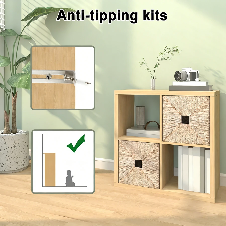 2026 Wooden Thick Frame 4 Cube Storage Organizer Shelf with Anti-Tipping Kits, Reversible Open Back, Horizontal & Vertical Dual-Use. Ideal for Home, Office, Bedroom, Kitchen and Living Room (White, Chocolate Black, Light Coffee, 11 Inch)