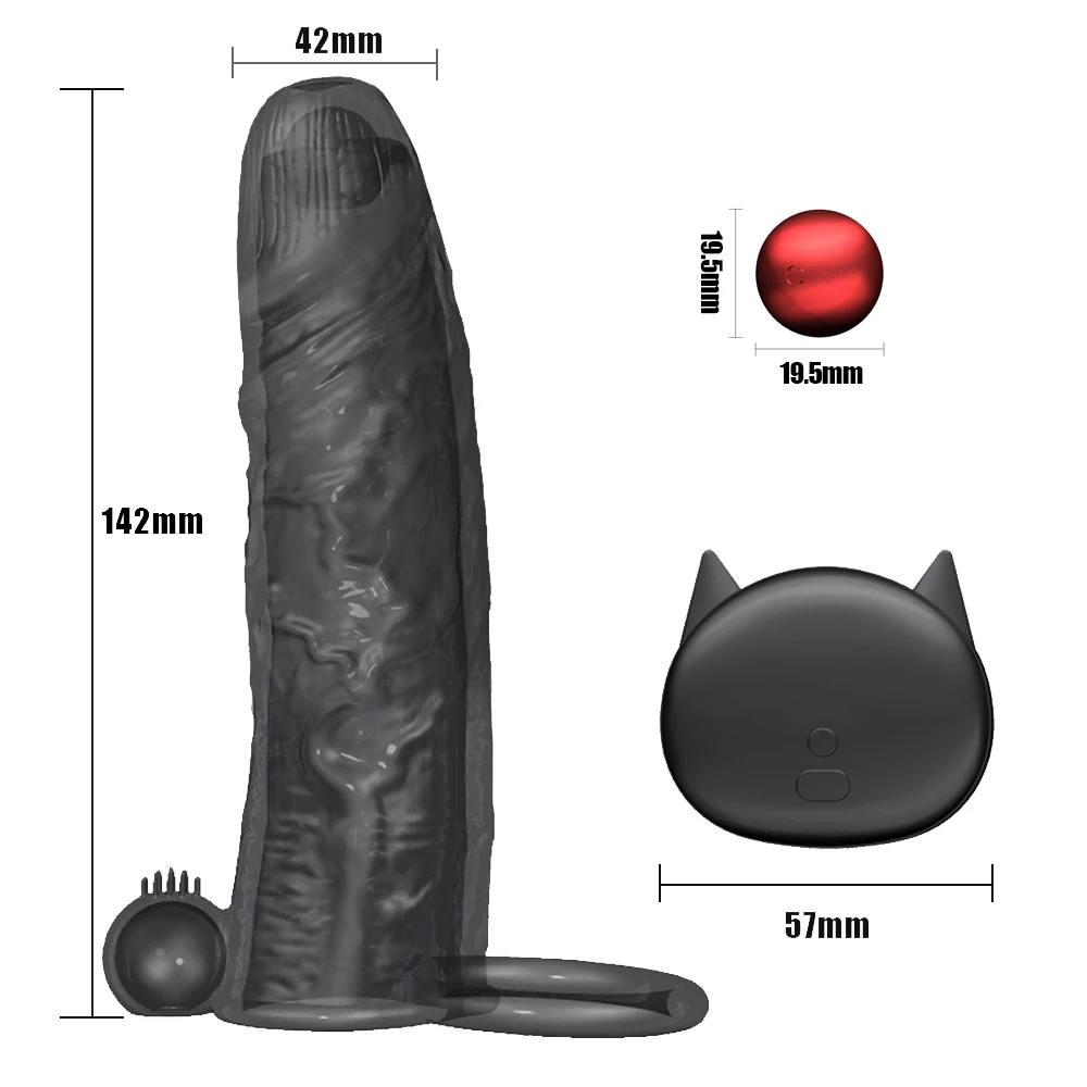 Penis Vibrating Condoms Enlargement Reusable Condom Dildo Vibrator Penis Extender Sleeve Erection Dick Cock Ring Sex Toy For Men