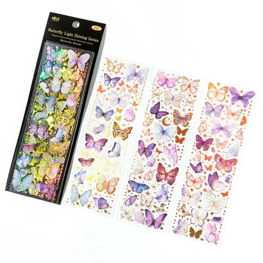 Account Handmade Collage Colorful Butterfly PET Sticker DIY Crafts Decora Album Decorative Stickers Adhesive Diary Stickers