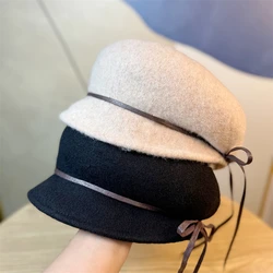 Beret Hat Women Autumn Winter Light Luxury Wool Blend Show Face Small Fashion Painter Hats England Retro Bud Cap