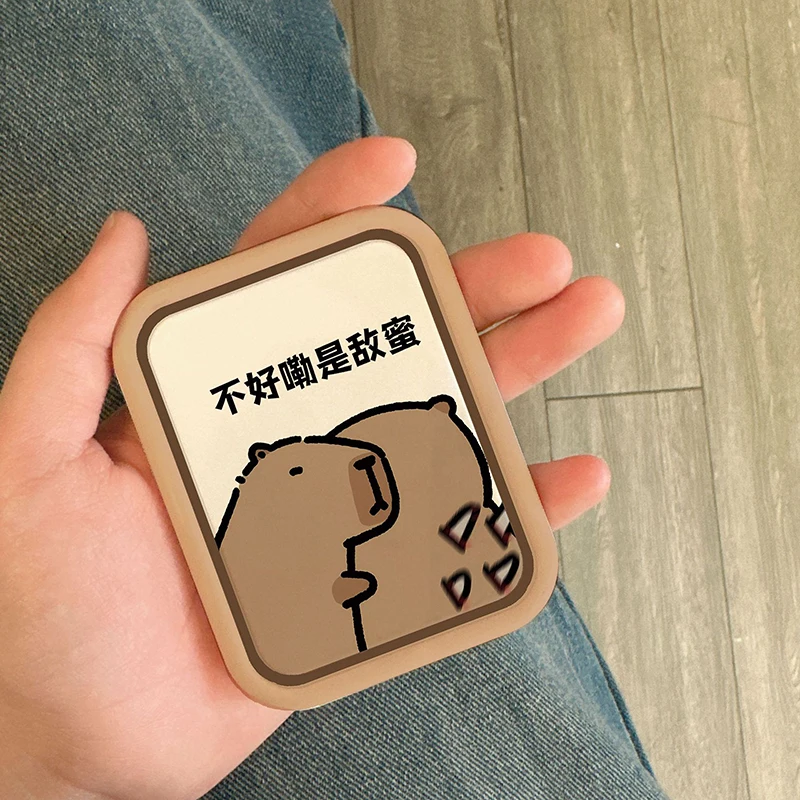 Capibala Travel Flip-Top Specchio per il trucco pieghevole Studente Desktop Specchio cosmetico bifacciale Donna Ragazza Rettangolo esterno