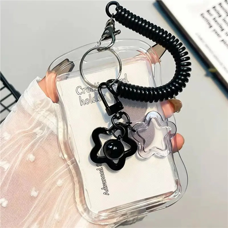 【HAPPY】3X Photocard Holder Transparent Card Holder Keychain Photo Sleeves Bus Card Student Card Case Photo Protector
