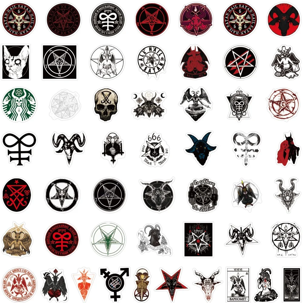 50pcs Demon Satanism Stickers Gothic Falling Angel Baphomet Vinyl Decals Scooter Car Motorcycle Bike Laptop Cool Sticker  Toy