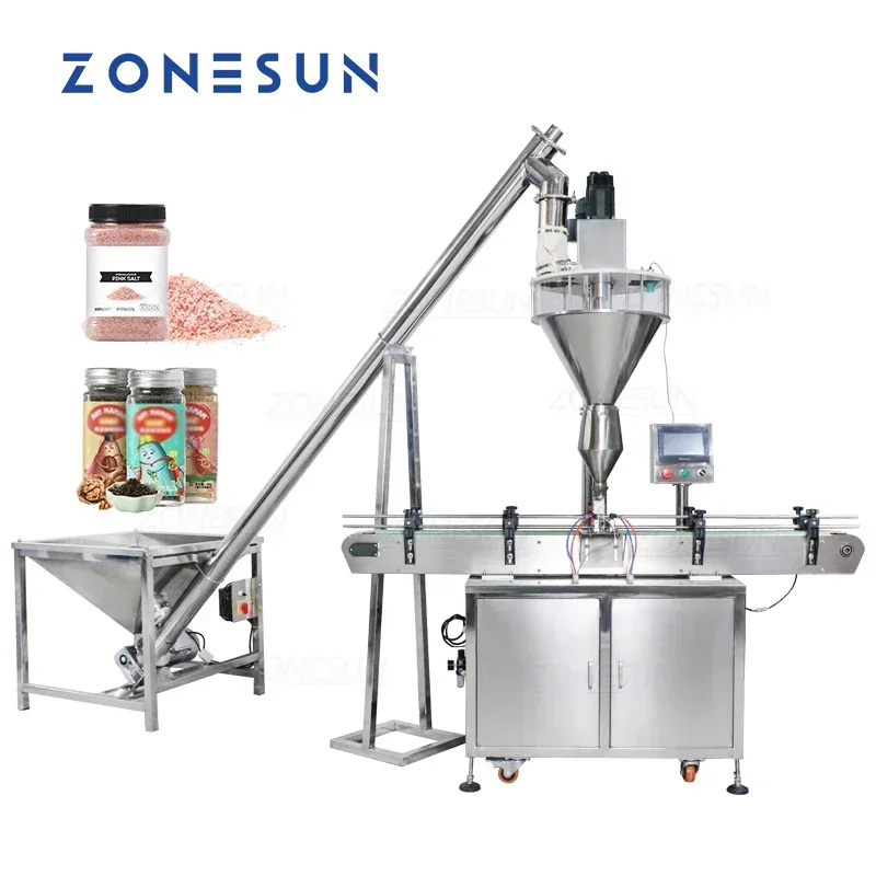 ZONESUN Full Automatic Dry Coffee Milk Powder Bottle Jar Auger Filling Machine With Powder Feeder ZS-FM2A