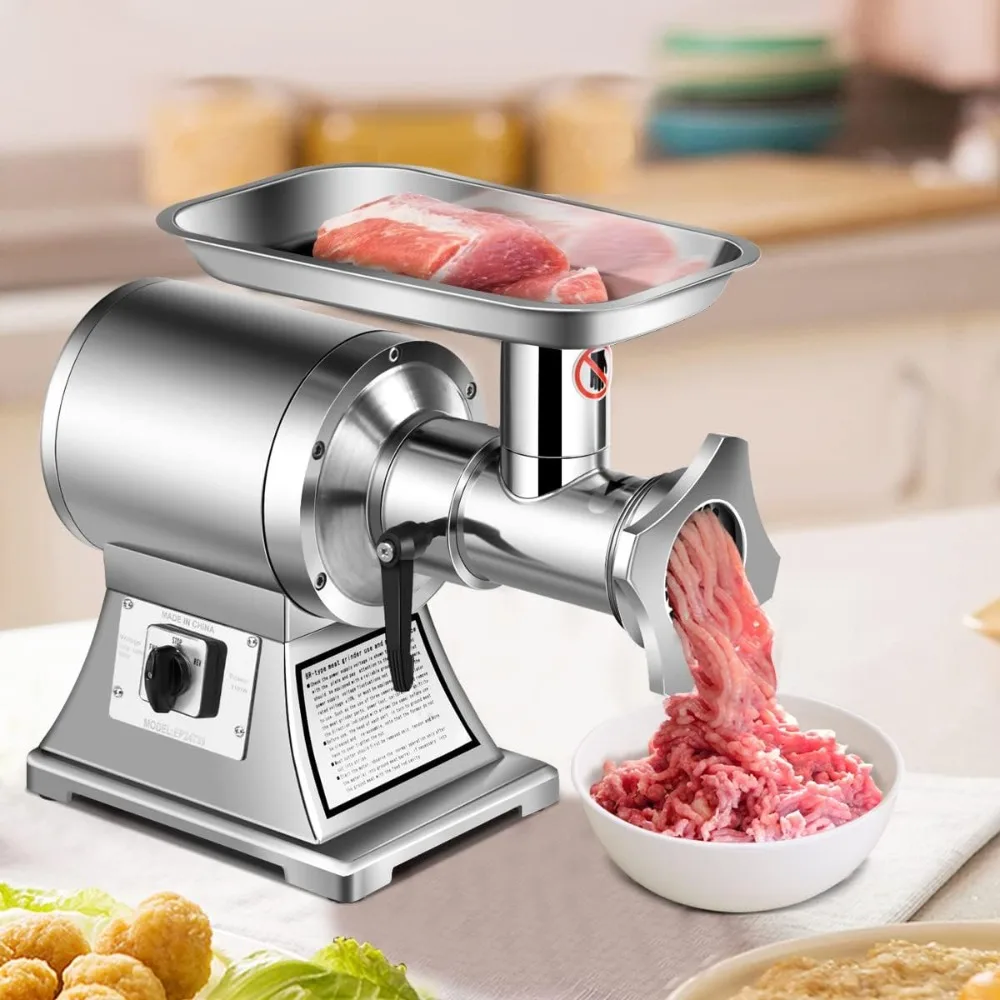 Tangkula Commercial Meat Grinder,  1100W, 551LB/h Stainless Steel Electric Sausage Stuffer, 225RPM Heavy Duty Industrial