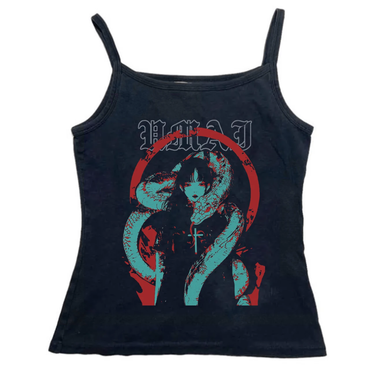

Y2k punk vest print Grunge Emo girl style Harajuku full color vest aesthetic women's casual sweet T-shirt sexy