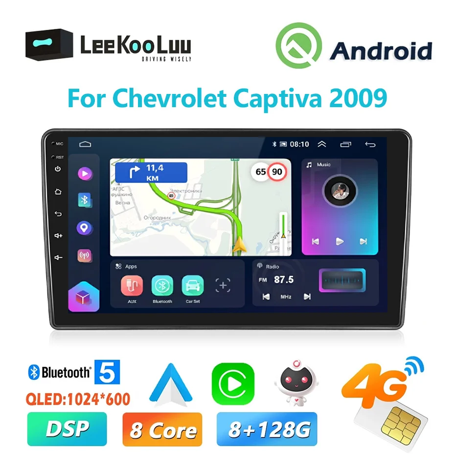 

LeeKooLuu 9" 2 Din Android Car Radio GPS Navigation Stereo Wireless Carplay 4G Wifi For Chevrolet Captiva 2009 Multimedia Player