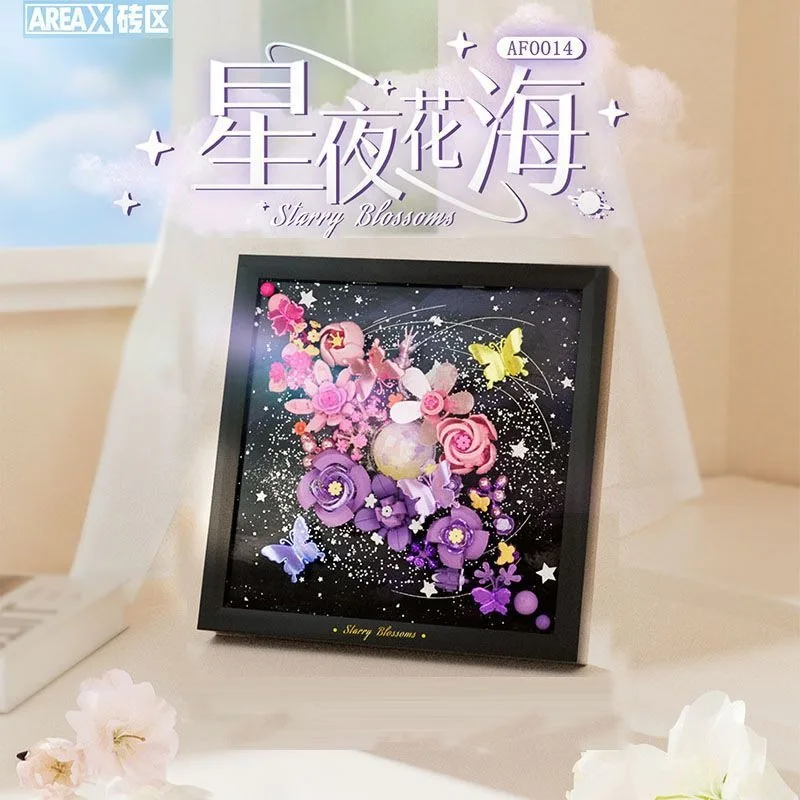 

AREAX Building Blocks Starry Night Flower Frame Light Up Hanging Bouquet DIY Toy Valentine Gift for Girls