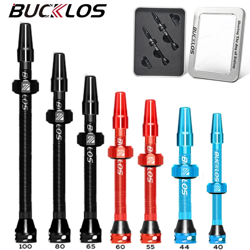 BUCKLOS 자전거 튜브리스 밸브, CNC 알루미늄 합금 자전거 튜브리스 타이어 밸브, 로드 바이크 프레스타 밸브, 40mm, 44mm, 55mm, 60mm, 65mm, 80mm, 100mm, 2 개