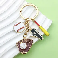 1pc Fashion Baseball Sports Keychain, Alloy Gloves, Sneakers Design Key Ring, For Car Keys, Backpacks, Wallets