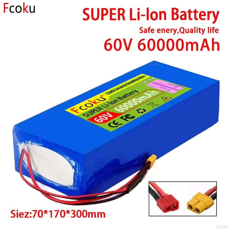 E-bike 18650 60V 20Ah/80Ah Lithium Ion Battery Pack,For 67.2V Scooter Motorcycle 16S4P 3000W Rechargeable Battery With BMS 