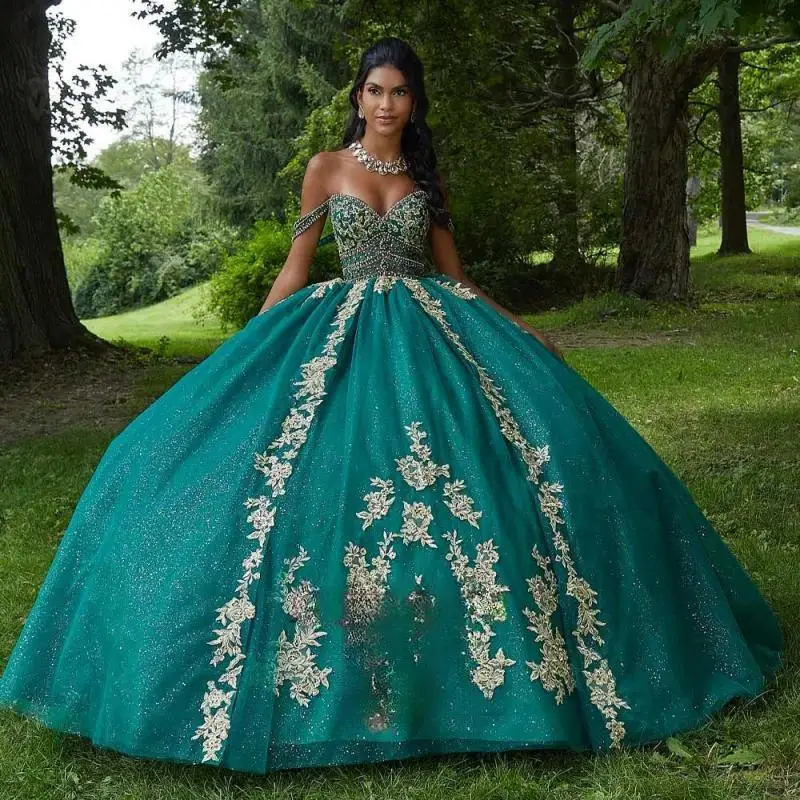 Glamorous Quinceanera Dress Rhinestones Appliques Off The Shoulder Tulle Belt Princess Ball Gown Made To Order