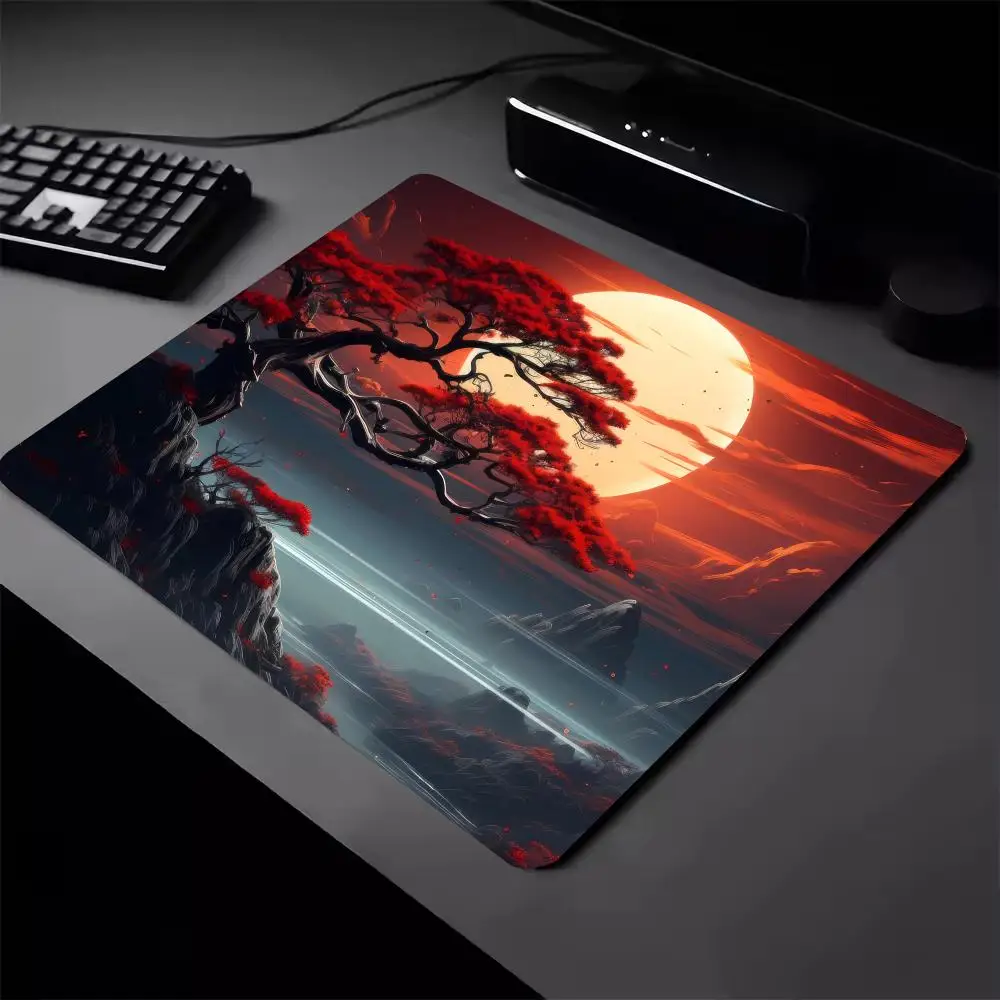 Sakura Scenery Moon Mouse Pad New Square Computer Office Soft Mousepad Rubber Anti-slip HD Gaming Keyboard Mousepads PC Desk Mat
