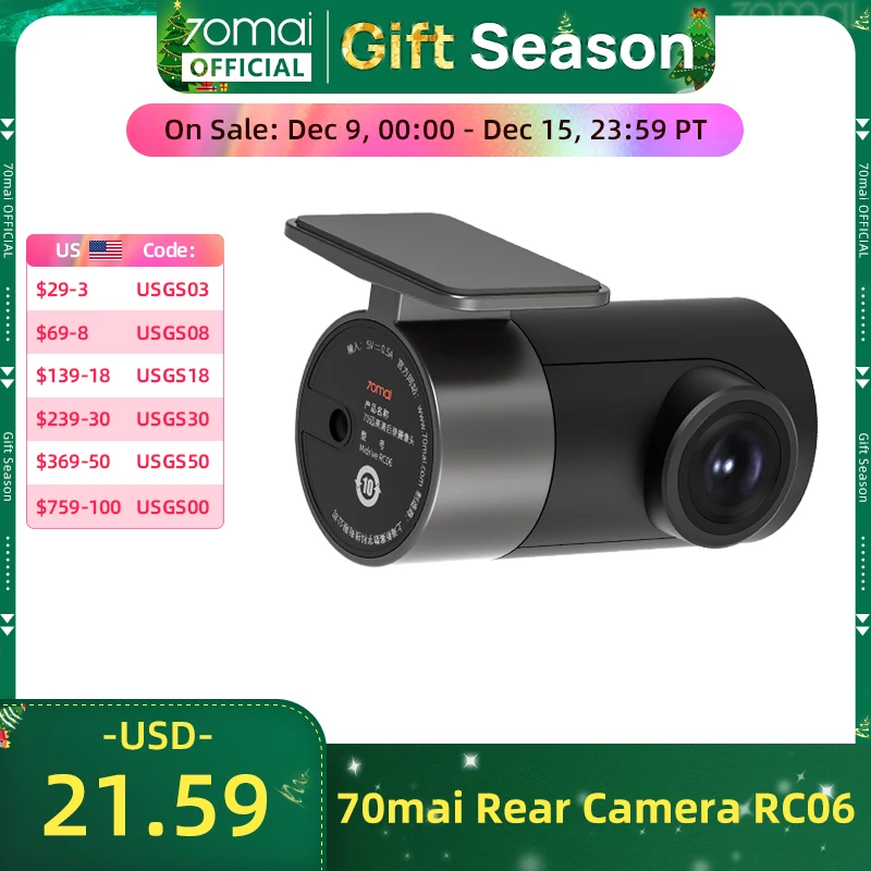 70mai Rear Cam RC06 for 70mai 4K Dash Cam 70mai A800 4K Car DVR Rearview cam 70mai Pro Plus+ for A800S & A500S