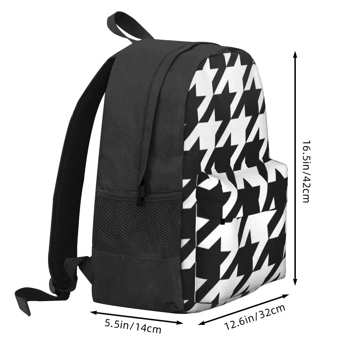 Houndstooth Black And White Pattern Backpacks Boys Girls Bookbag Students School Bags Rucksack Laptop Rucksack Shoulder Bag