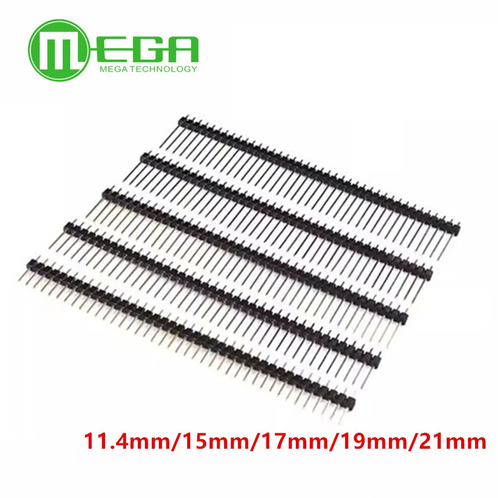 200pcs 40Pin 2.54 mm 1X40P 1*40 Male Single Row Pin Header Strip PCB 11.4mm 15mm 17mm 19mm 21mm