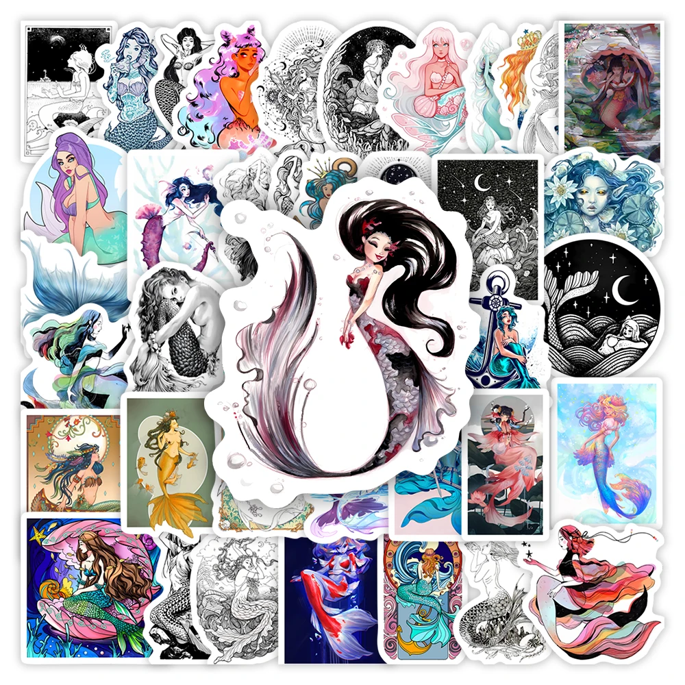 Fantasy Mermaid Art Stickers Kids DIY Toys Gift Waterproof Decal for Scrapbook Laptop Phone Luggage Bottles Decorative