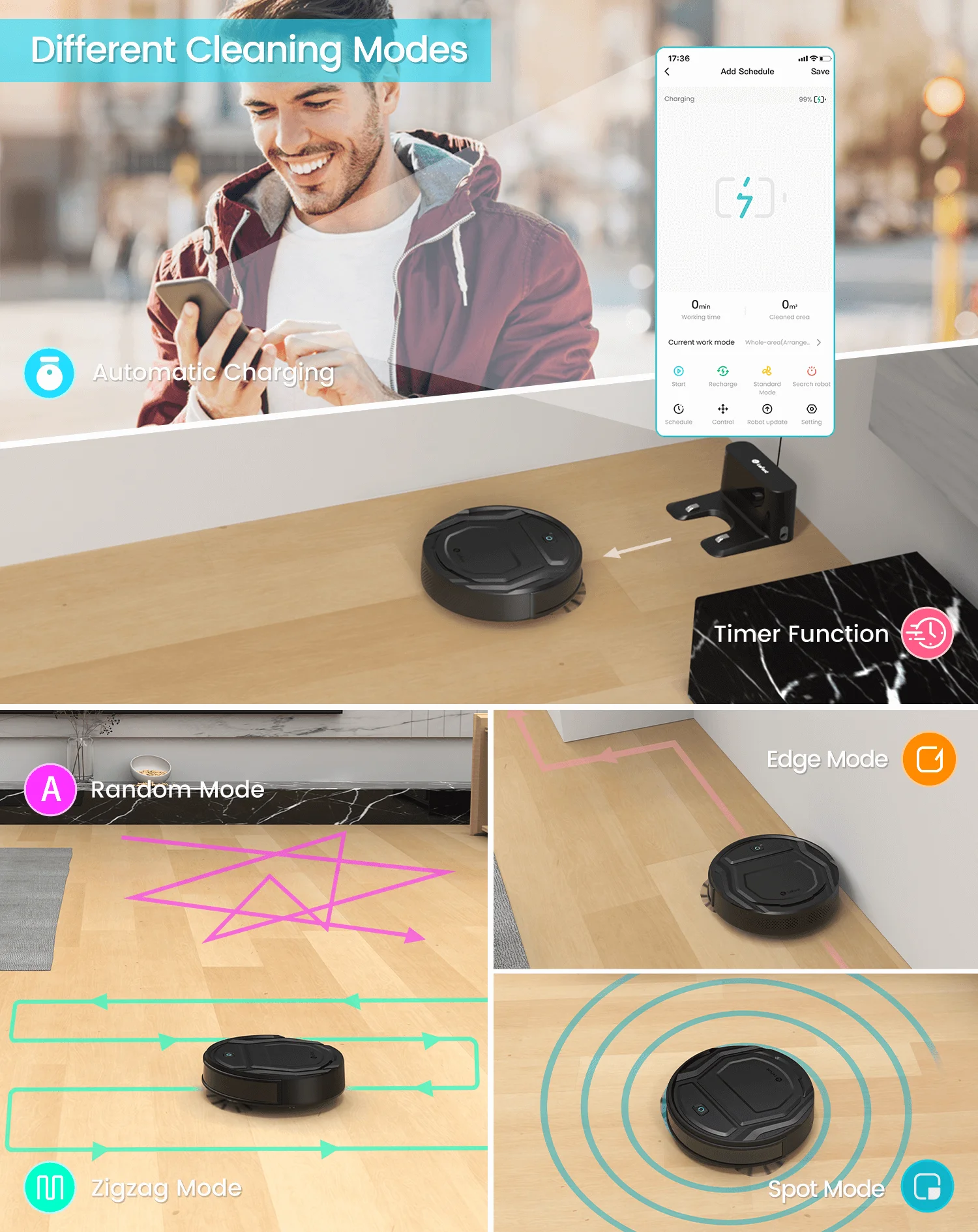 Lefant Máy Robot Hút Bụi M201 M210 Cho Thiết Bị Gia Dụng WiFi Ứng Dụng Alexa Điều Khiển Giọng Nói Càn Quét 1800PA Thú Cưng Công Bằng Tầng thảm
