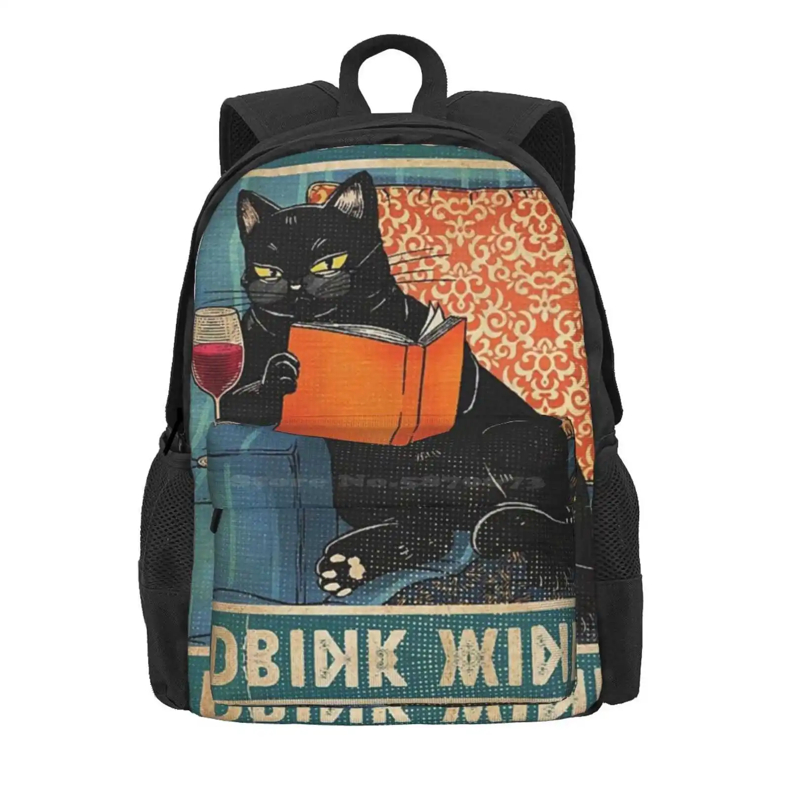 That'S What I Do I Read Books I Drink Wine And I Know Things Hot Sale Schoolbag Backpack Fashion Bags Cute Black Safari Animals