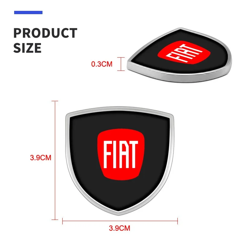 3D Metal Car Body Fender Emblem Shield Stickers Decor Auto Accessories for Fiat Stilo Bravo 500 Punto Panda Pondo Abarth Doblo