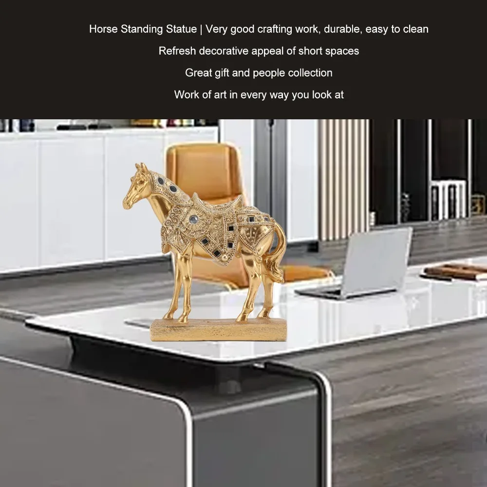 Resin Resin Horse Desktop Ornament Horse 5.71x2.36x6.30in Animal Themed Collection Craft Gold Multi-scene Resin Display Figurine
